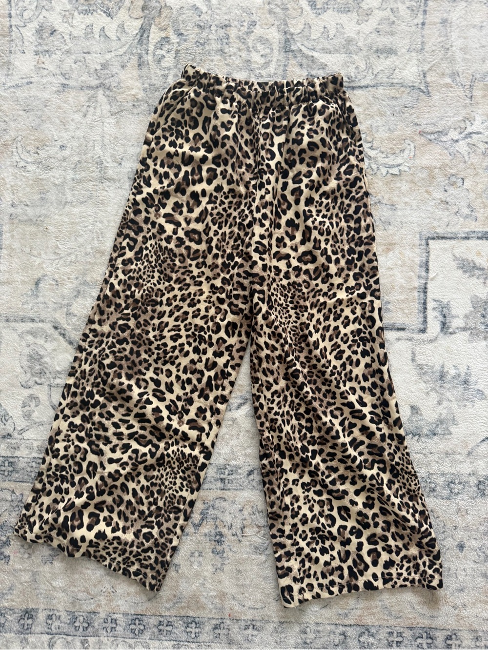 Kids Leopard Print Wide-Leg Bottoms - Tan/Black